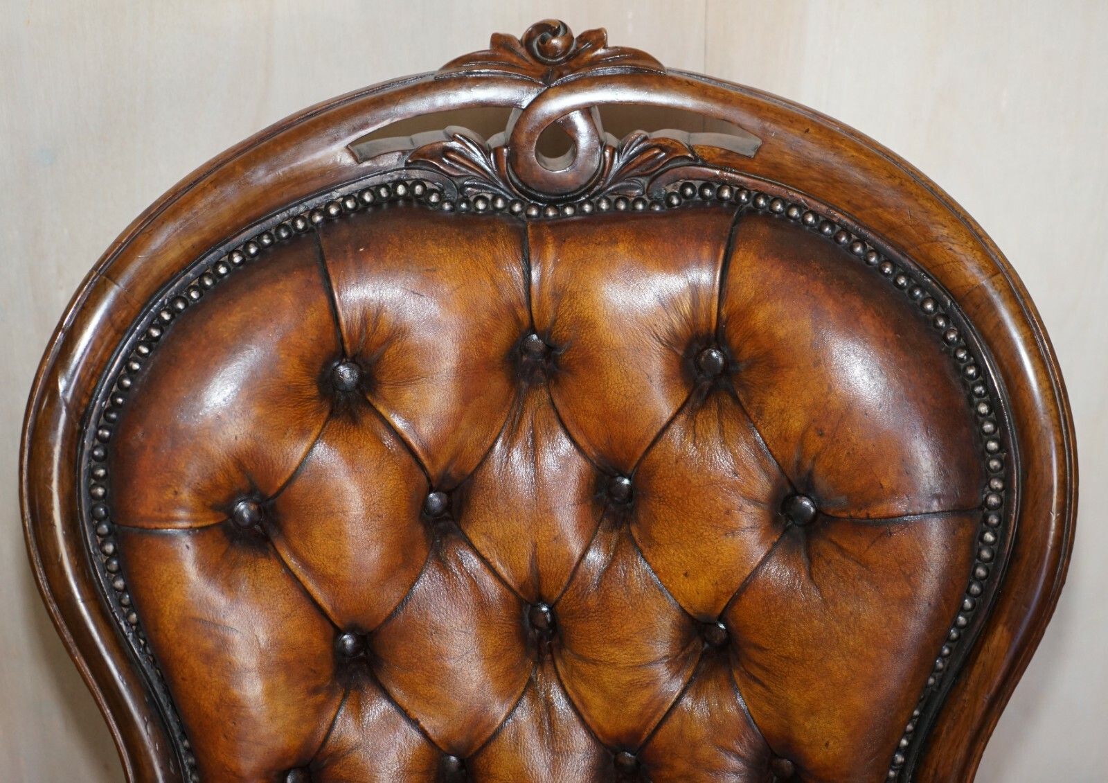 Fine Antique Show Framed Victorian Chesterfield Brown Leather Library Armchair photo Furniture