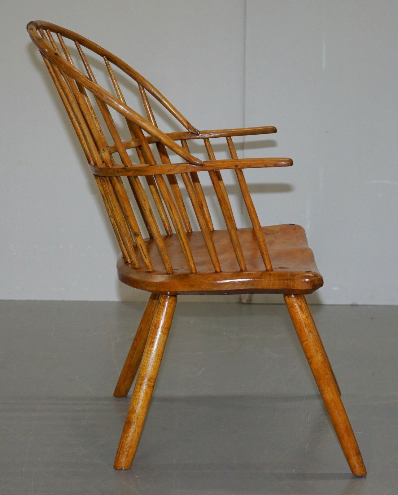 photo for sale Stunning 18th Century Yew Wood Windsor Armchair Primate Design Stick Back