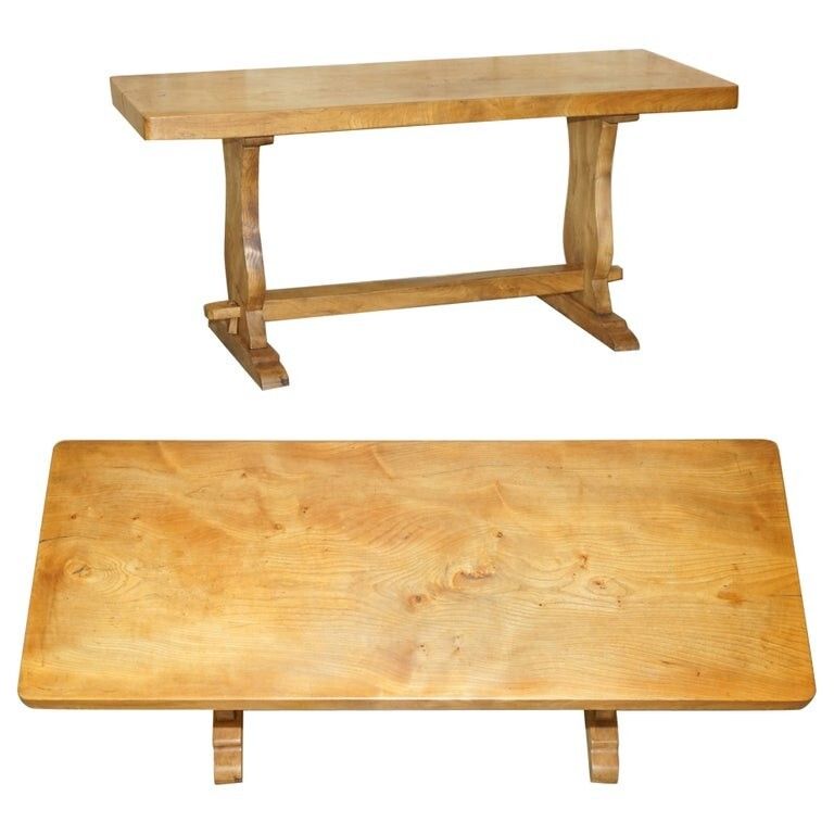 Sublime Antique English Circa 1880 Burr Oak One Plank Top Refectory Dining Table