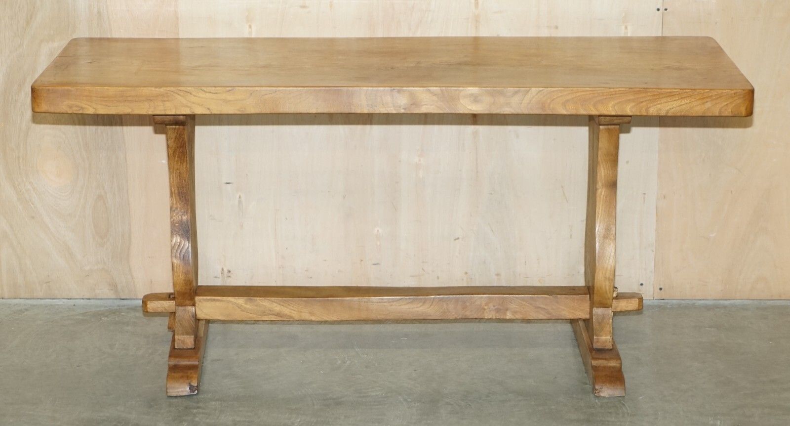 Sublime Antique English Circa 1880 Burr Oak One Plank Top Refectory Dining Table photo for sale