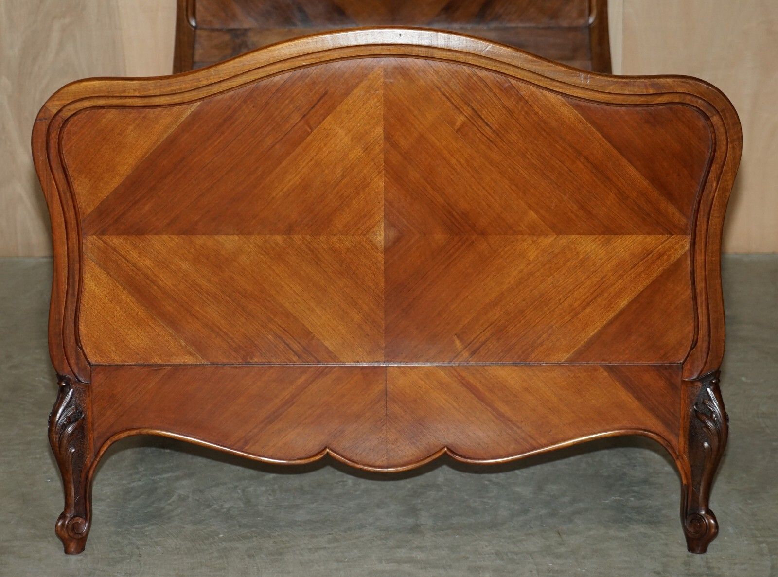 Pair Of French Louis XV Napoleon III Ornately Carved Bed Stead Frames In Walnut photo for sale