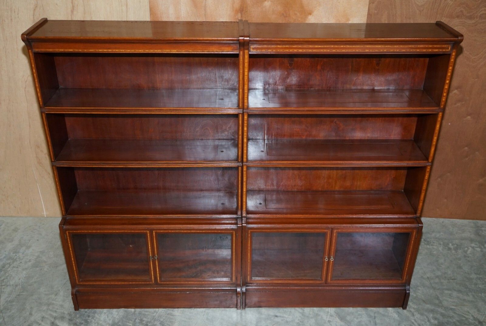 Antique Pair Of William Baker Co Mahogany Satinwood & Walnut Legal Bookcases photo 3500.0