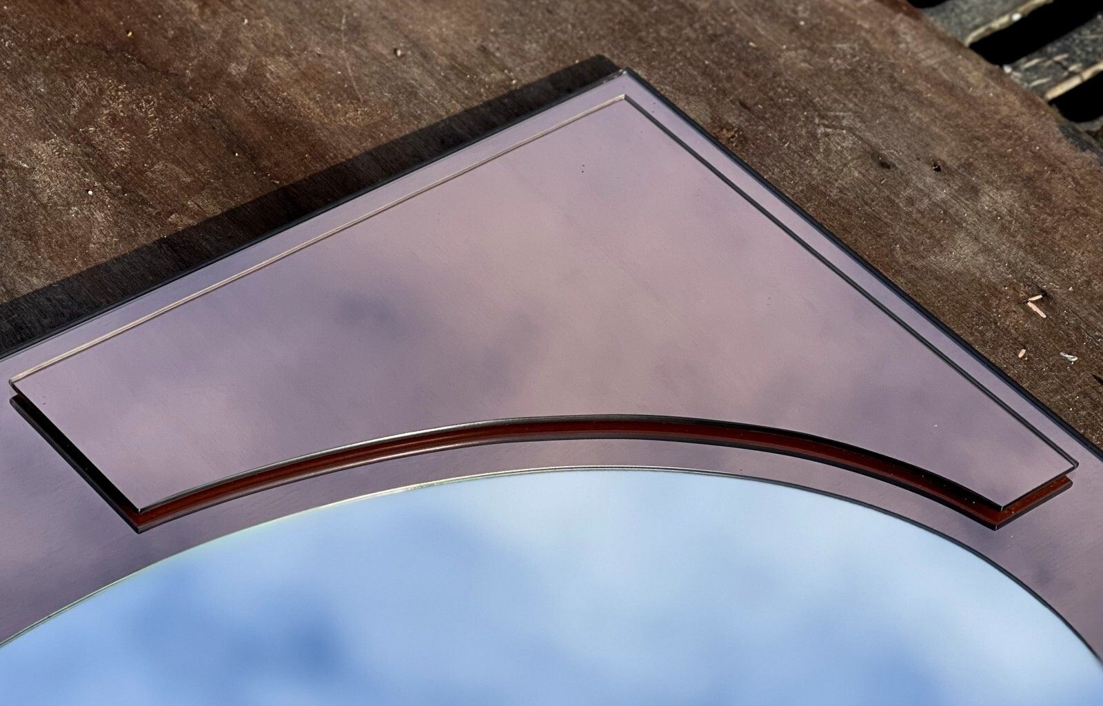 photo furniture Large Pair Of Art Deco Amber Peach Bevelled Wall Mirrors Stunning Glass Patina