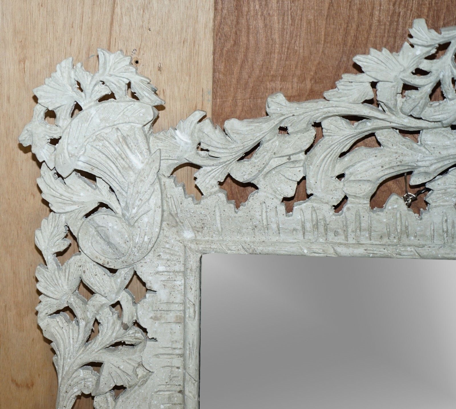 Large Antique Hand Carved & Painted Burmese Liberty's London Overmantle Mirror photo vintage