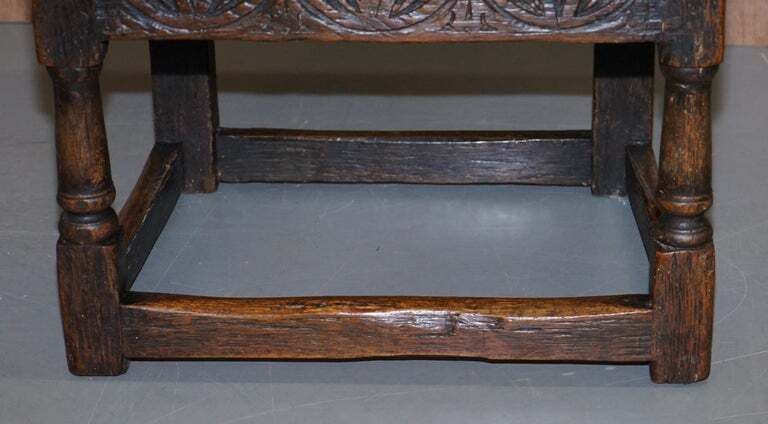 3500.0 17th Century Charles I English Oak Wainscot Armchair Primate Design Hand Carved photo
