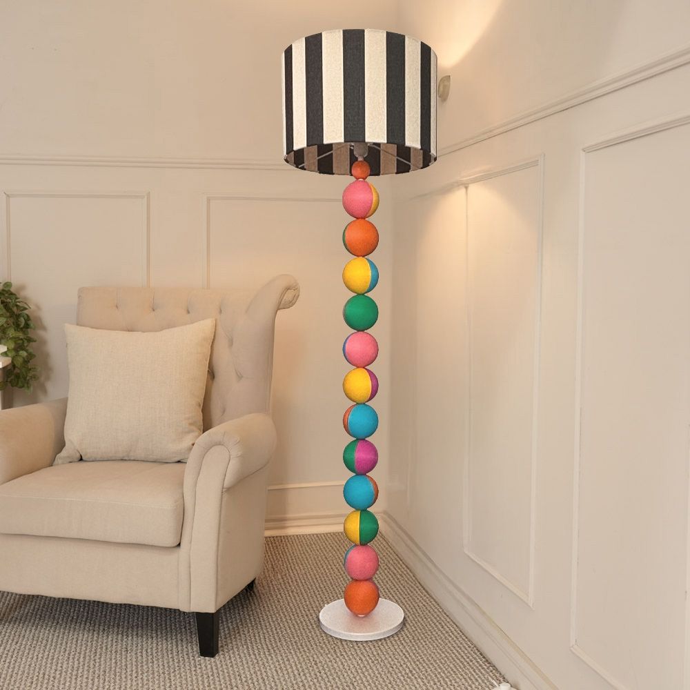 Bobbin Floor Lamp Base, Colourful Bobbin Balls photo Lighting