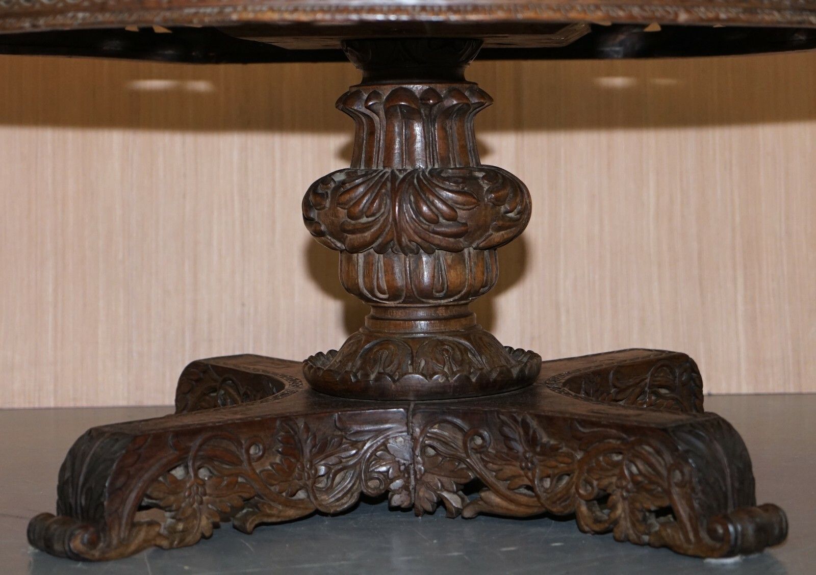 photo furniture Rare Circa 1880 Anglo Indian Hand Carved Centre Coffee Occasional Table Burmese