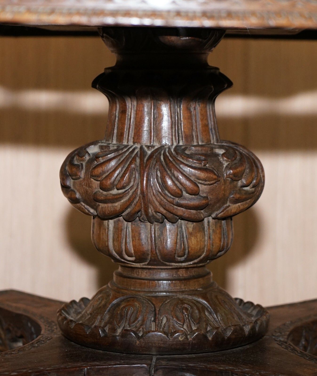 photo for sale Rare Circa 1880 Anglo Indian Hand Carved Centre Coffee Occasional Table Burmese