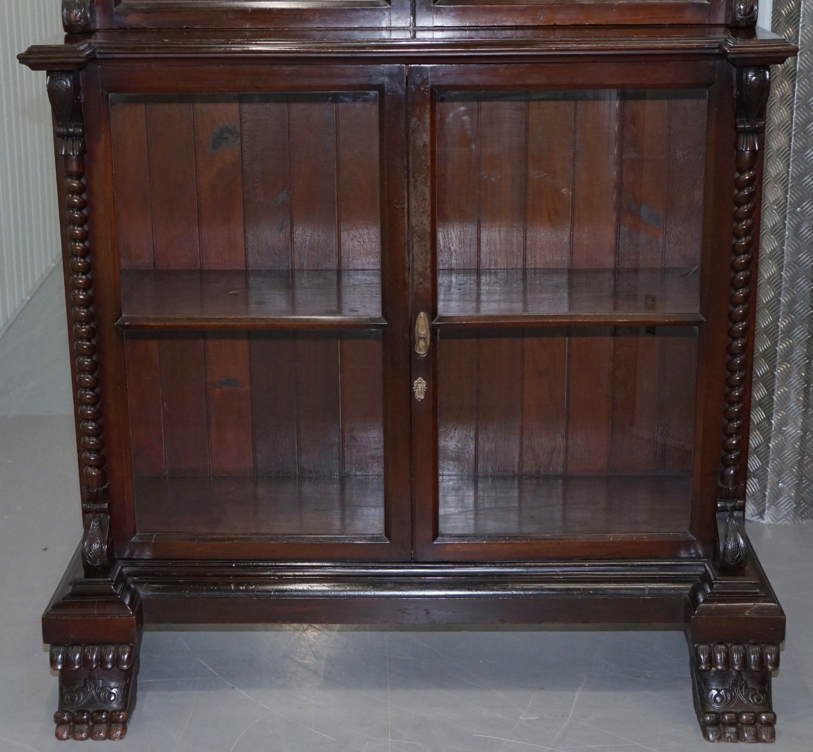 Huge 3 Meter Tall Victorian Mahogany Hand Carved Wood Library Bookcase Ornate photo buy
