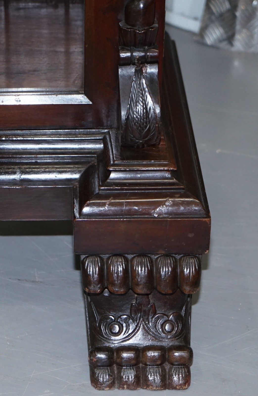 Huge 3 Meter Tall Victorian Mahogany Hand Carved Wood Library Bookcase Ornate photo vintage