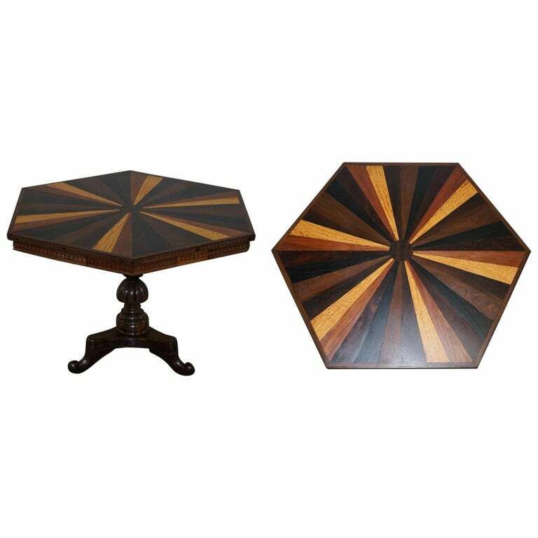 Sublime 19th Century Anglo Indian Specimen Sample Wood Centre Occasional Table
