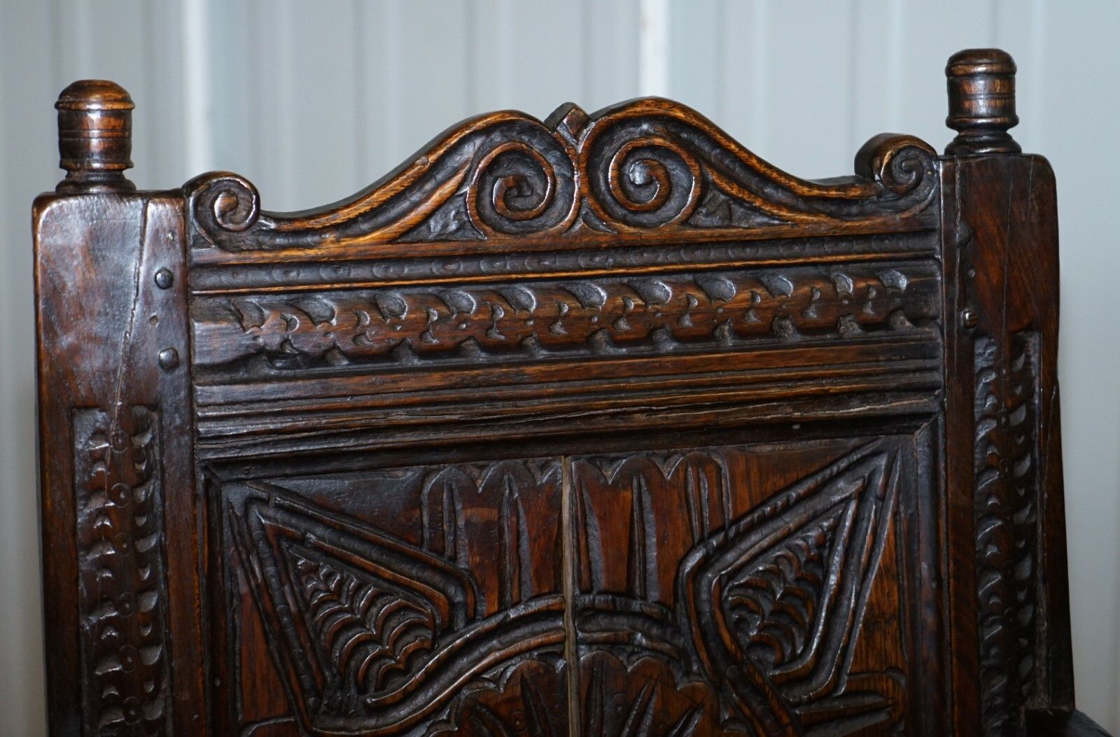 Exceptionally Rare Original 17th Century Wainscot Armchair Northern England Oak photo vintage