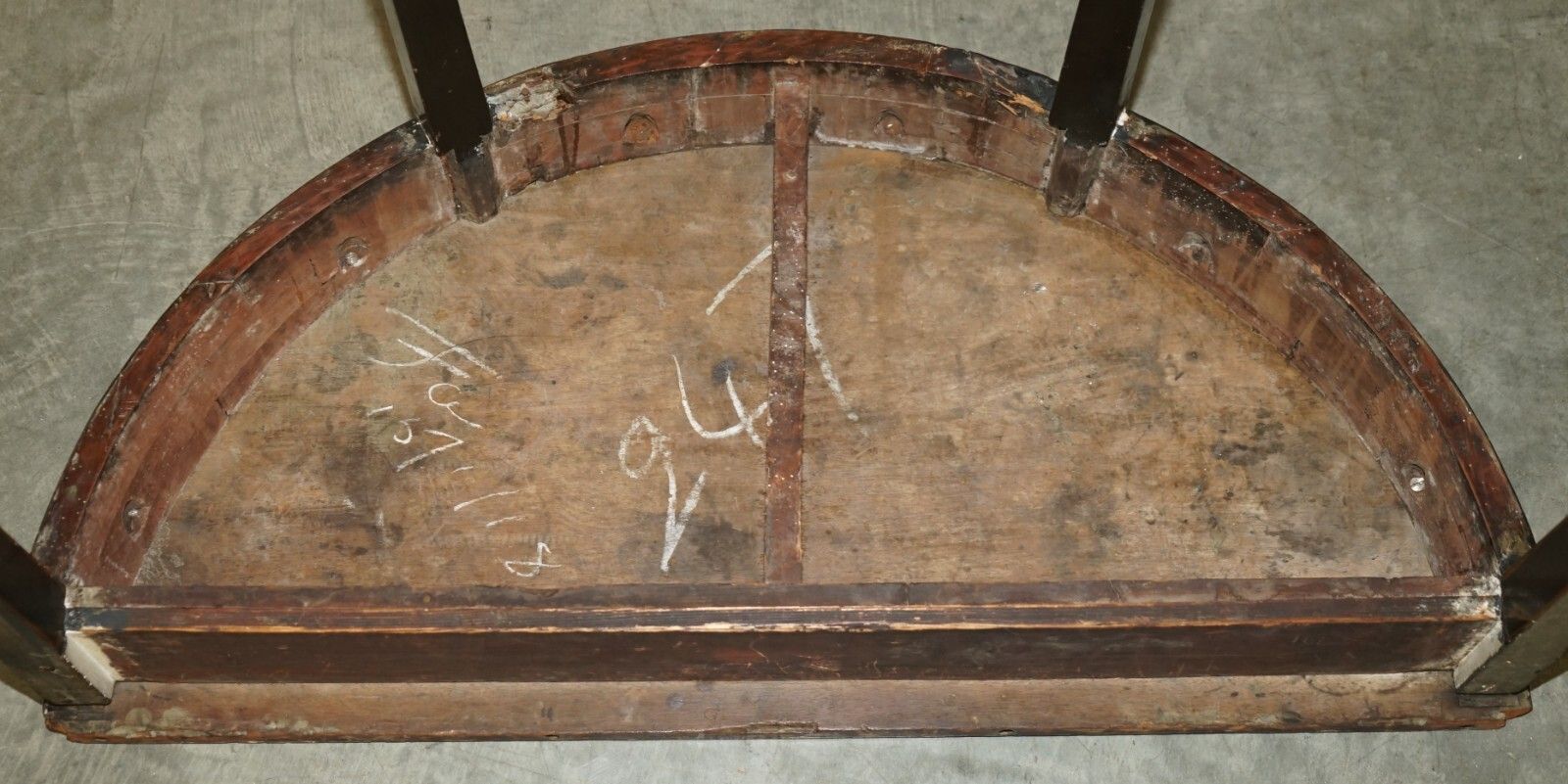 2950.0 Fine 18th Century Circa 1760 Hand Polychrome Painted Demi Lune Console Table photo
