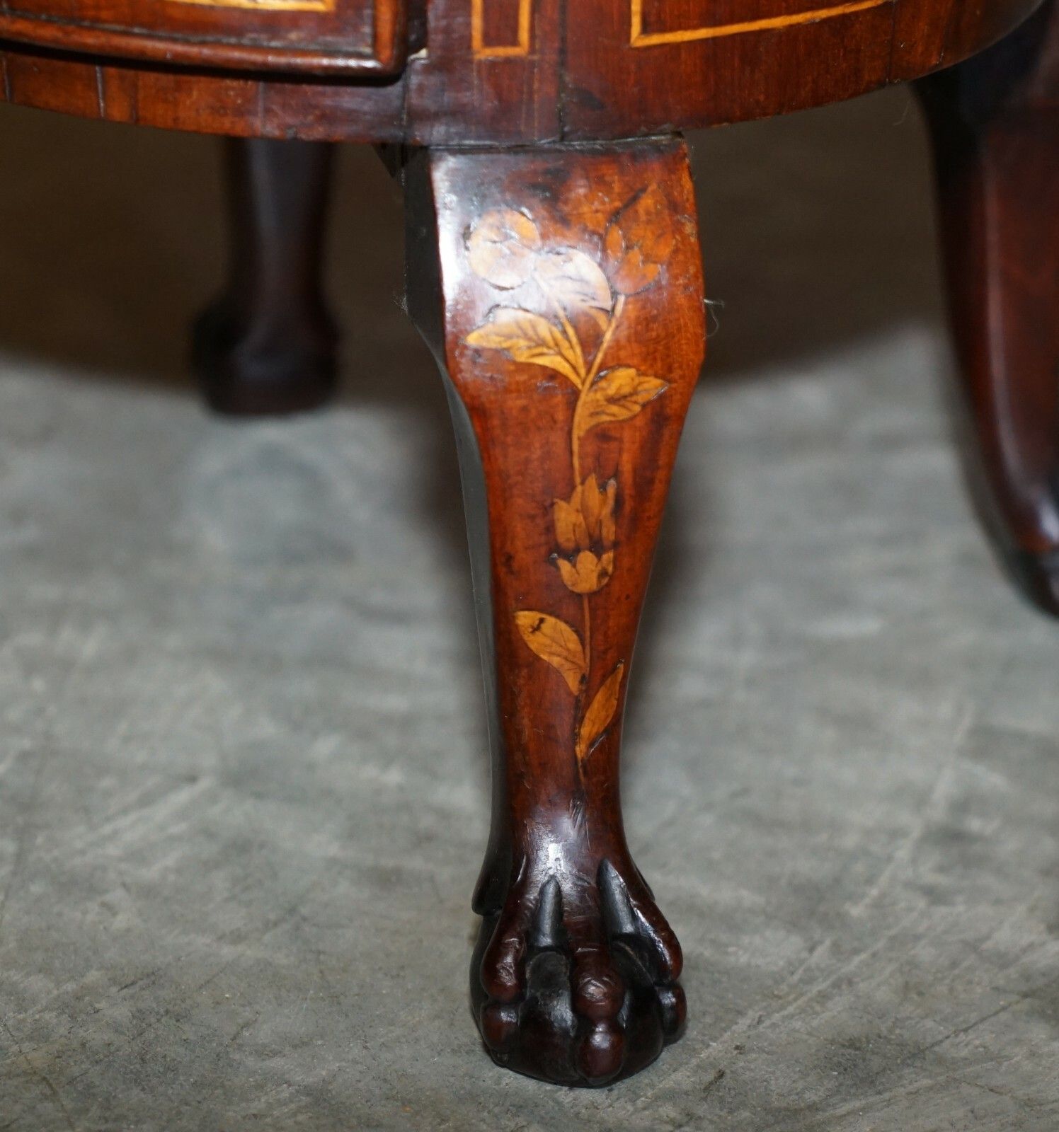Exquisite Antique Circa 1800 Dutch Inlaid Wine Cooler Bucket Claw & Ball Feet photo vinterior