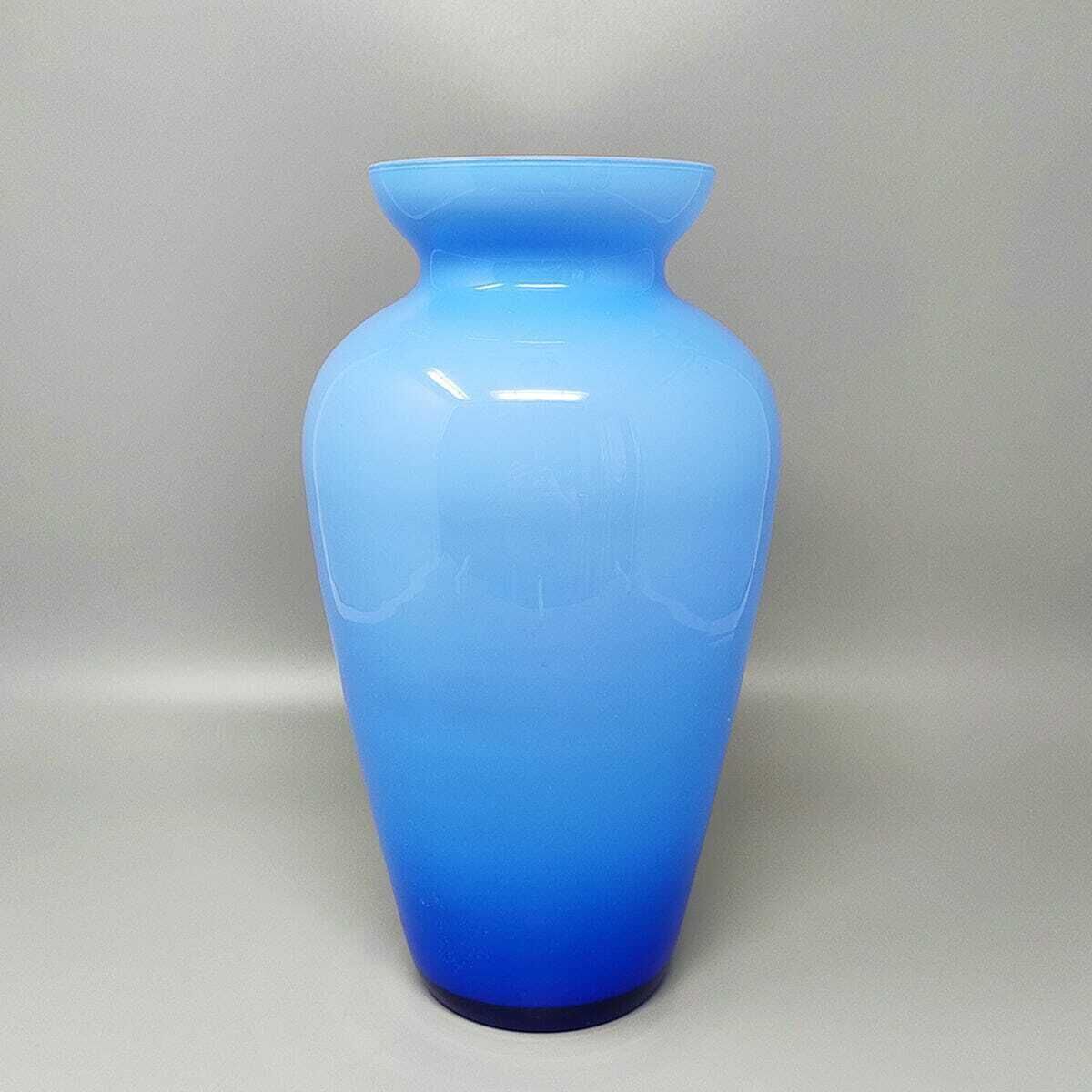 1960s Astonishing Blue Jackated Vase In Murano Glass. Made In Italy photo for sale