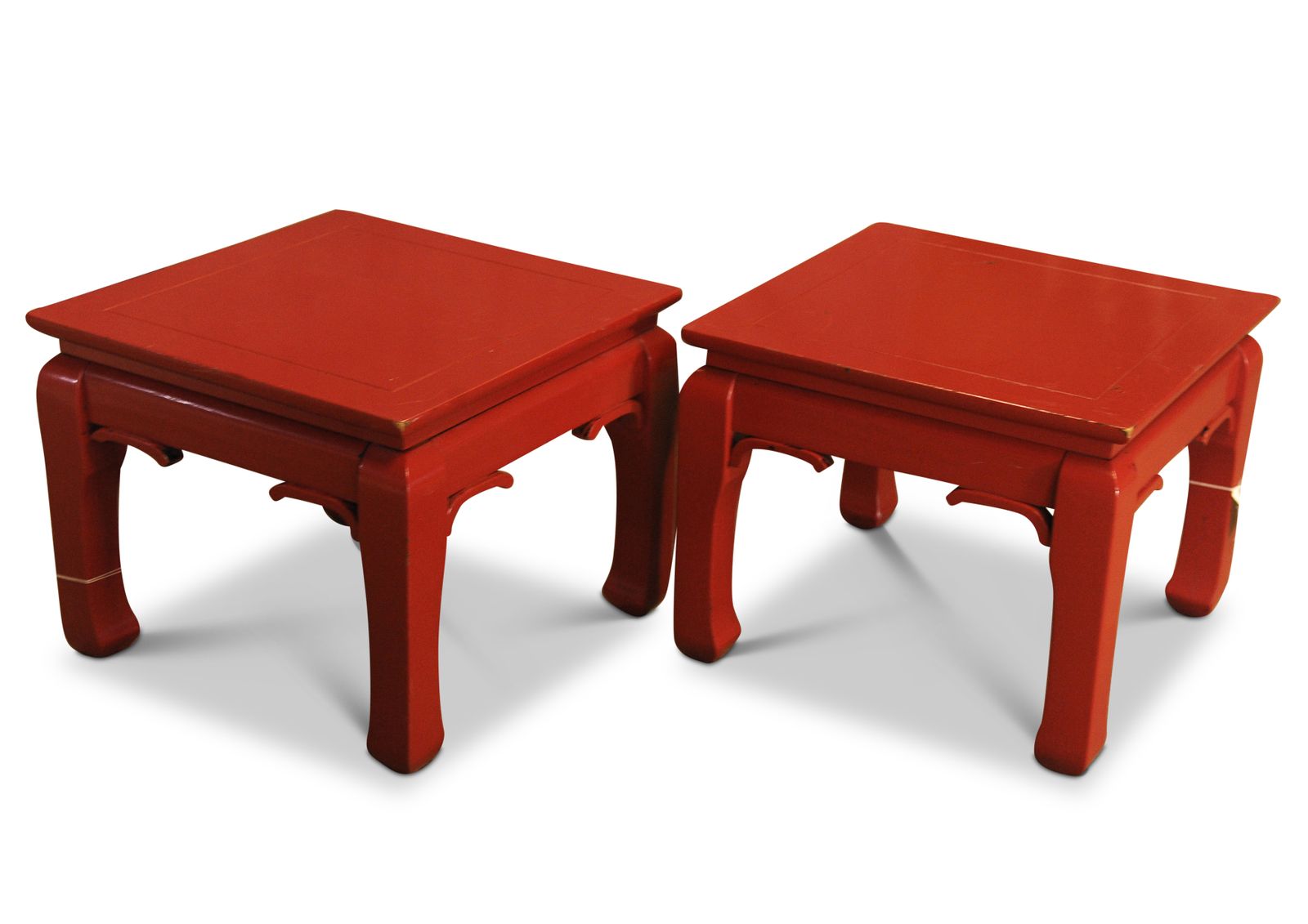 A Pair Of Chinese Style Square Red Lacquered Low Sofa Tables Christies photo furniture