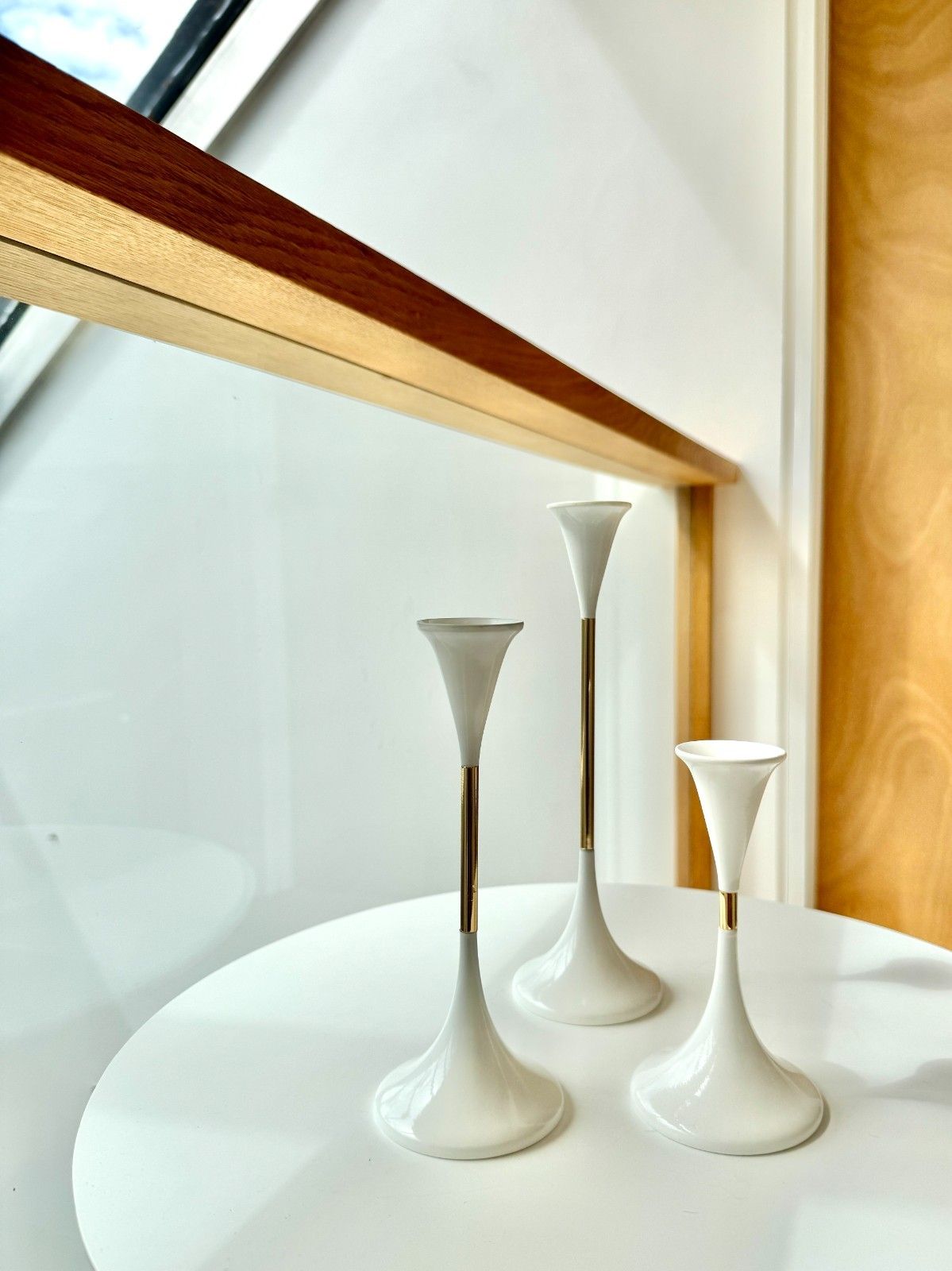 photo vinterior Rare 1970s Space Age Clear Drops Trio By Freddie Andersen In White & Gold, Boxed
