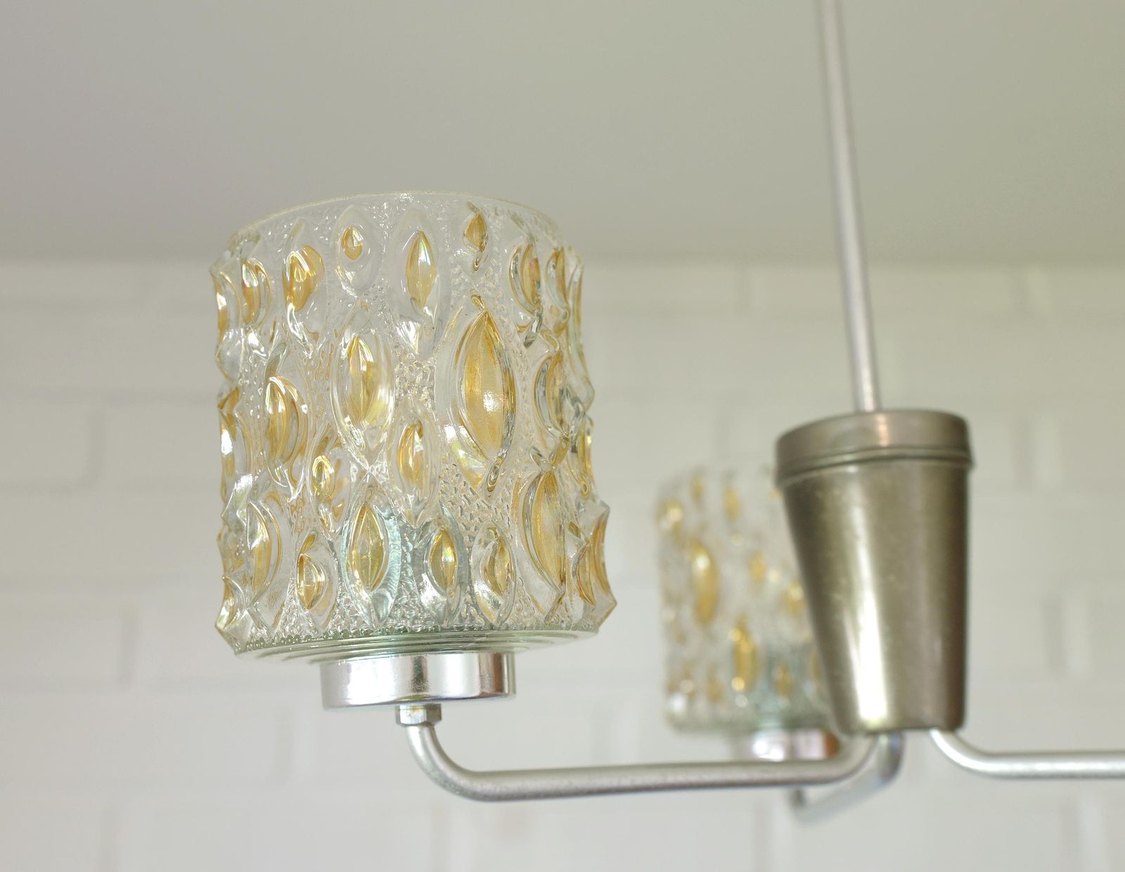 Vintage Pendant Light / Hanging Lamp / Chandelier / Mid Century Light Fixture / Retro 1960s Ceiling Light / Hand Blown Glass Lighting photo buy