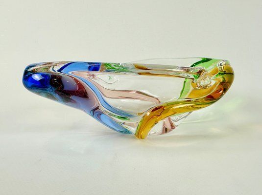 Rhapsody Glass Ashtray Attributed To Frantisek Zemek For Mstisov, 1960s photo vintage