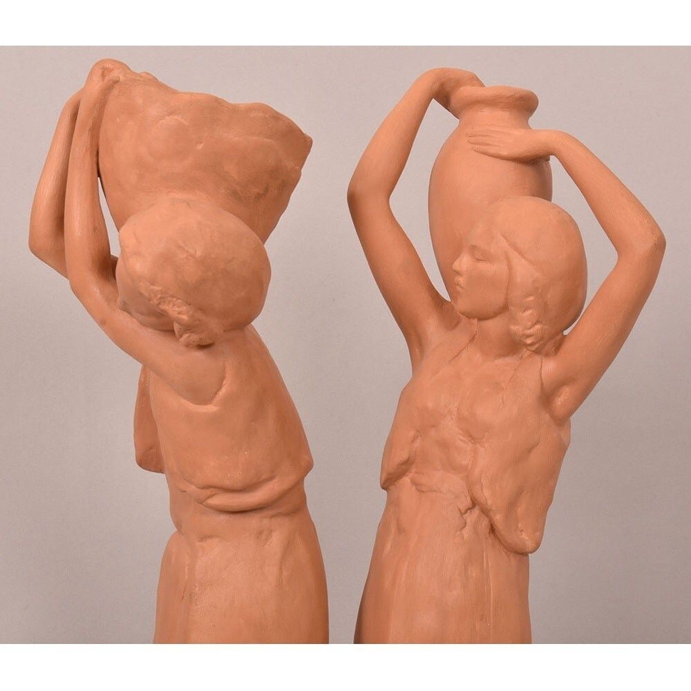 Art Déco Sculpture, Terracotta, Two Young Women With An Amphora, Amedeo Gennarelli, XX. (Stte98) photo for sale