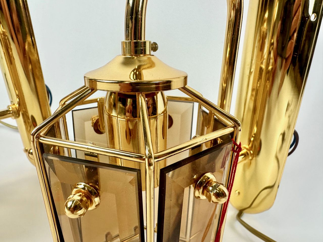 Gold Plated Smoked Glass Wall Lamps Model 1720 1 From Sego Armatur As, Sweden, 1970s, Set Of 2 photo Lighting