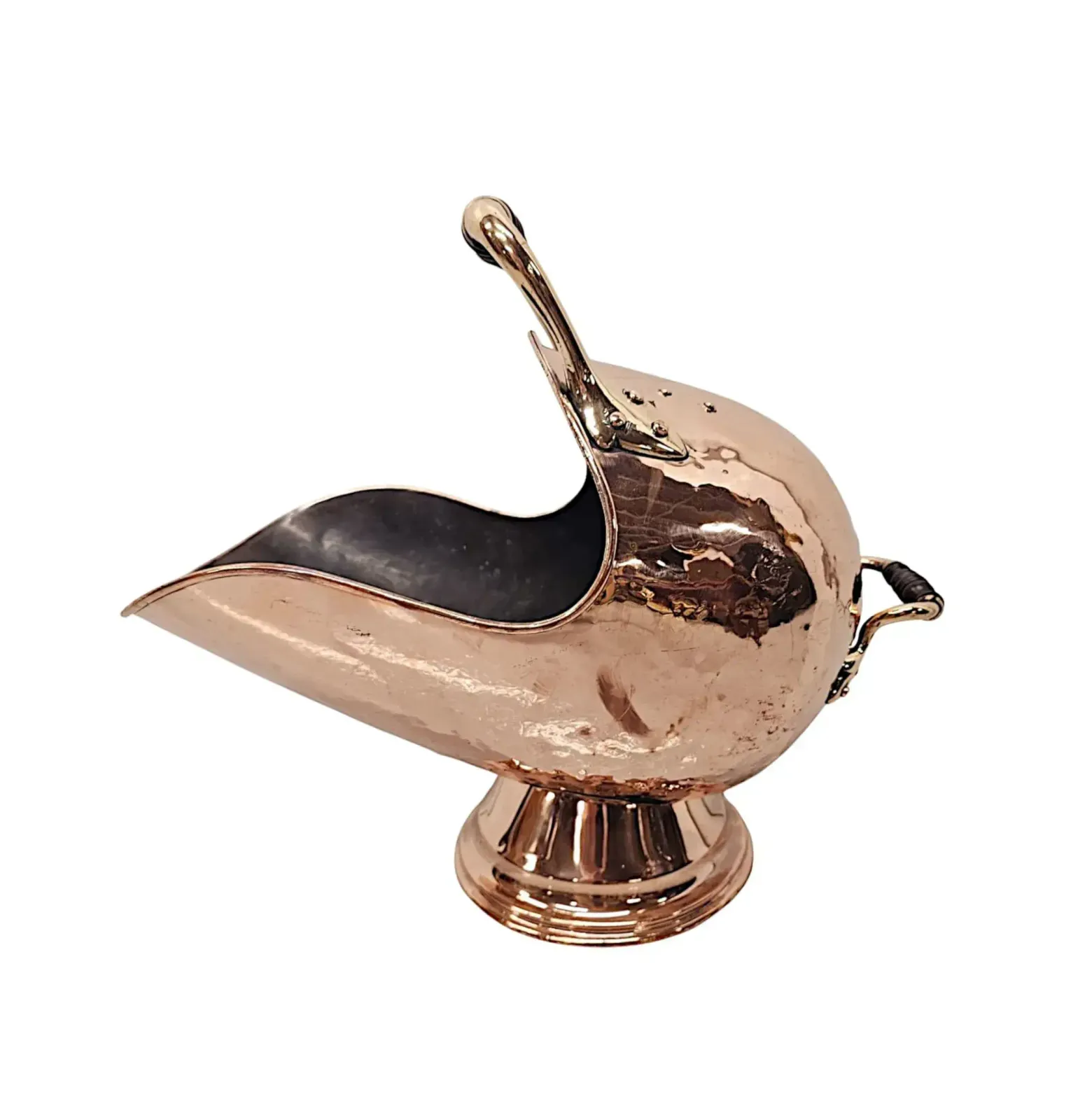 A Fabulous 19th Century Polished Copper And Brass Helmet Coal Scuttle