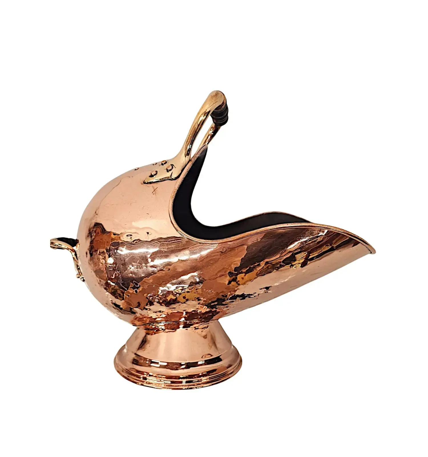 A Fabulous 19th Century Polished Copper And Brass Helmet Coal Scuttle photo furniture