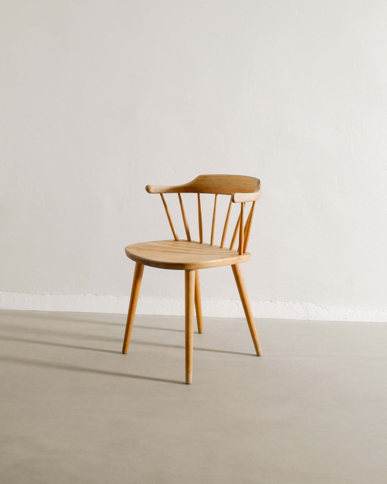 Vintage Swedish Mid Century Curved Wooden "Småland" Dining Chair By Yngve Ekström, 1950s photo for sale
