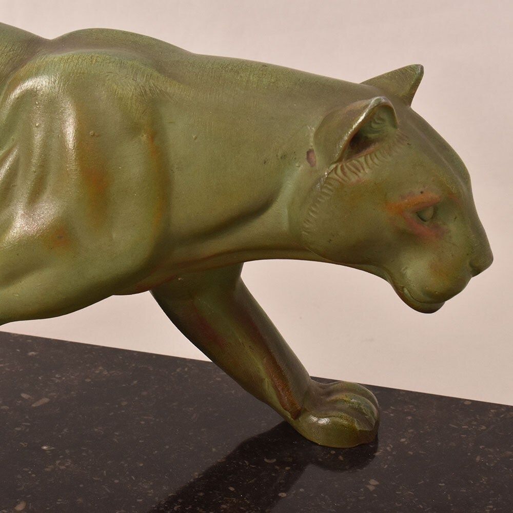 Antique Antimony Statues, Leducq Marcel, Art Déco, Panther. (Stan95) photo buy