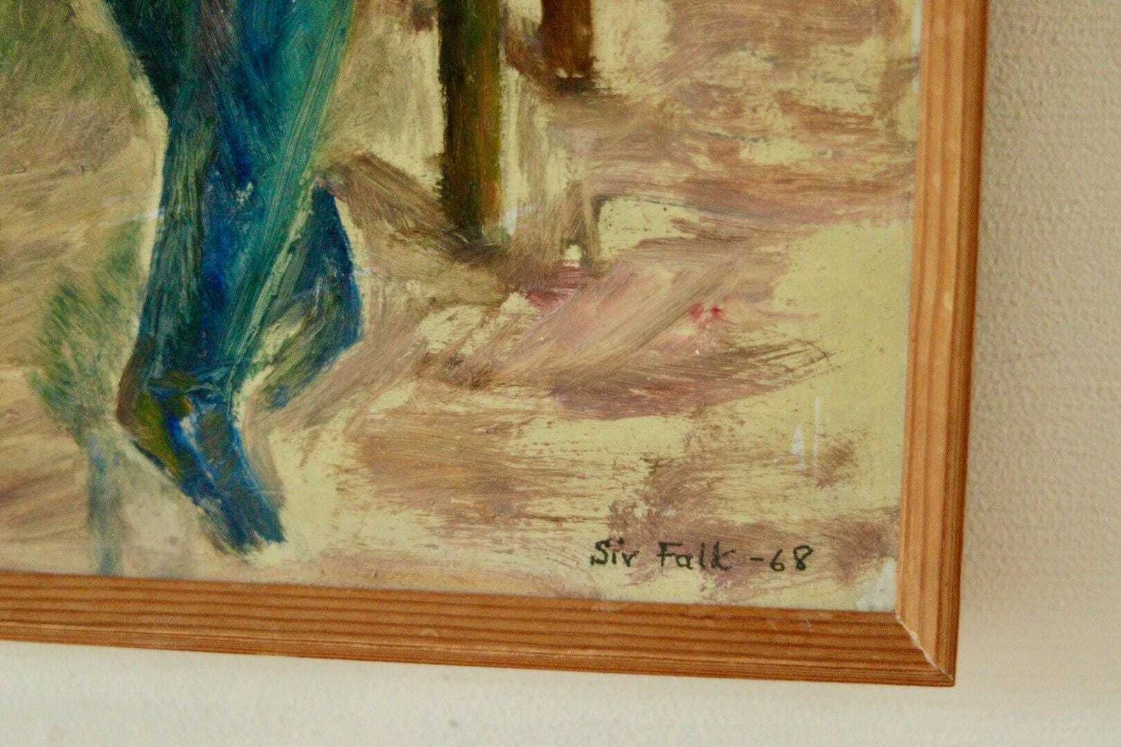photo furniture Original Vintage Oil On Panel – "Sitting Woman" Sir Falk 68 – Framed, 44.5 X 30.5 Cm (17.5" X 12")