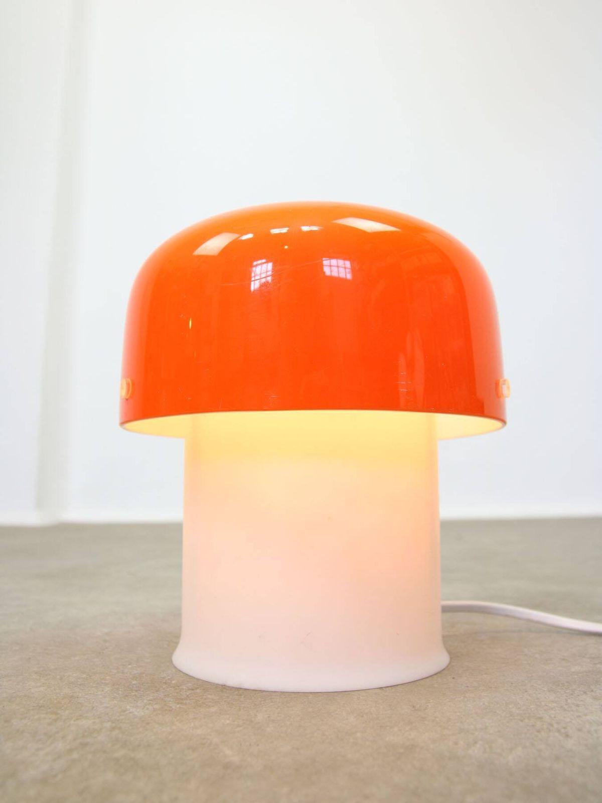 Lighting Rare Orange Mushroom Table Lamp By Luigi Massoni For Guzzini, 1970s photo