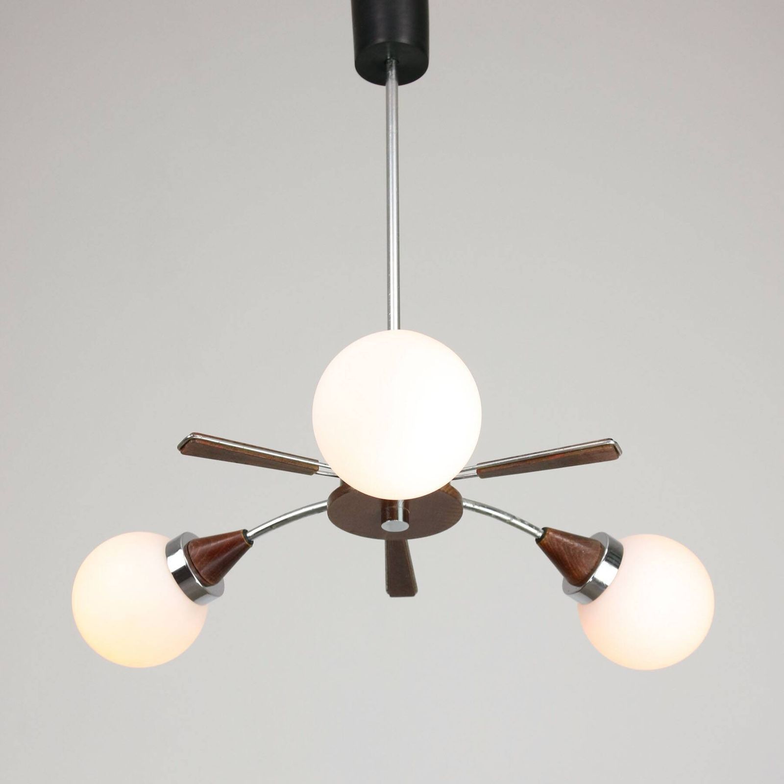 photo furniture Mid Century Modern Italian Chrome And Opaline Chandelier