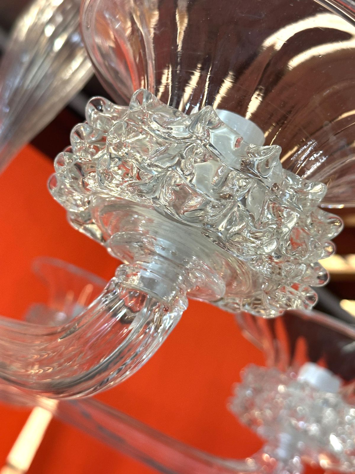 Contemporary Transparent Murano Glass Chandelier With Trasparent Rostrato Boubeches photo Lighting