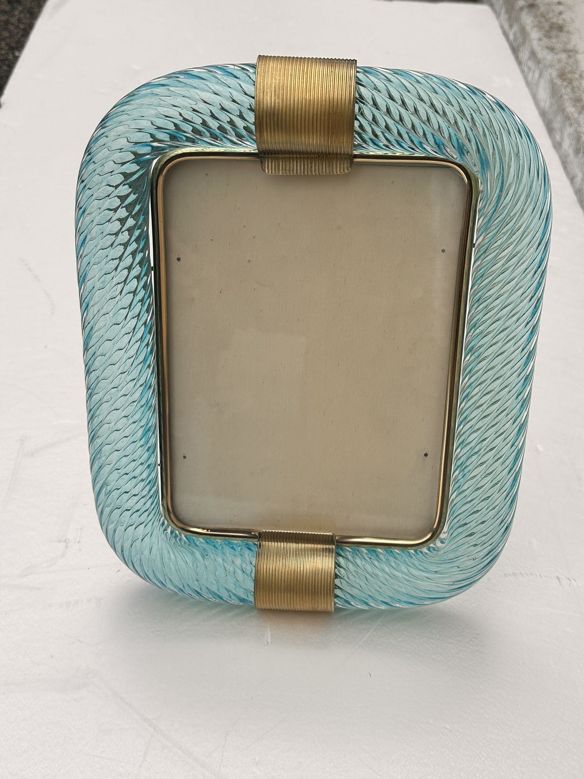 Mid Century Modern Style Light Blue"Torchon" Murano Glass Picture Frame And In Barovier Style photo buy