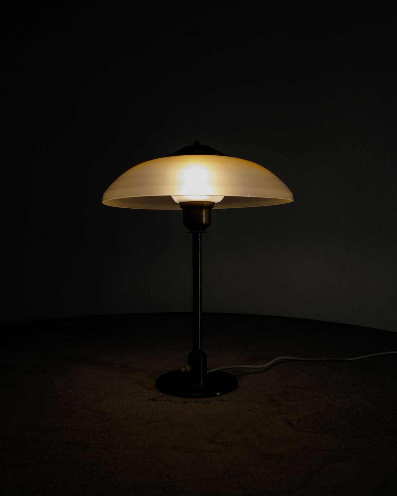 Danish Mid Century Table Lamp In Brass & Opaline Glass By Fog & Mørup Denmark, 1950s photo 1850.0