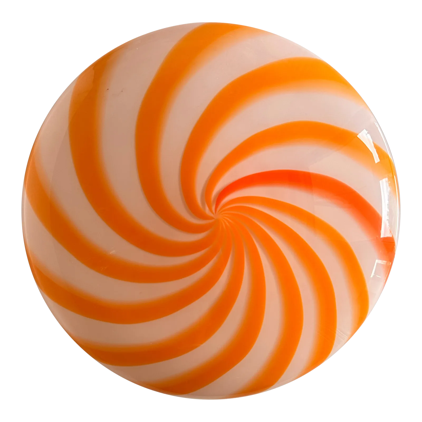 Contemporary Italian Milky White And Clear Amber Swirls Murano Glass Flush Mount Or Wall Sconce
