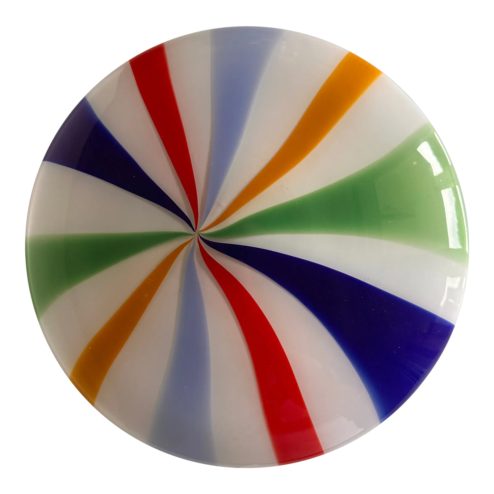 Contemporary Italian Milky White And Multicolored Swirls Murano Glass Flush Mount Or Wall Sconce