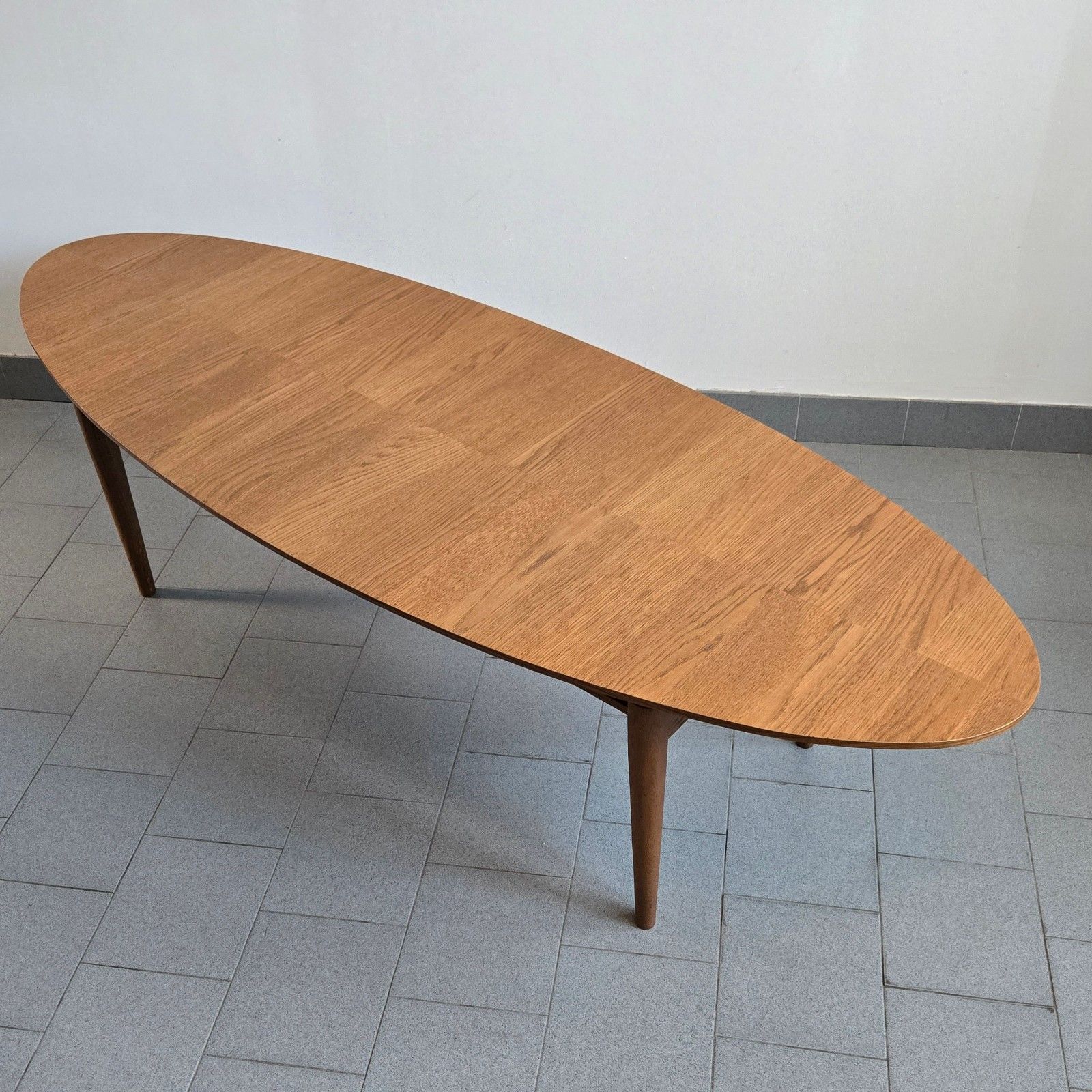 Vintage Scandinavian Surfboard Coffee Table 170cm Long Teak & Walnut 1990 photo furniture