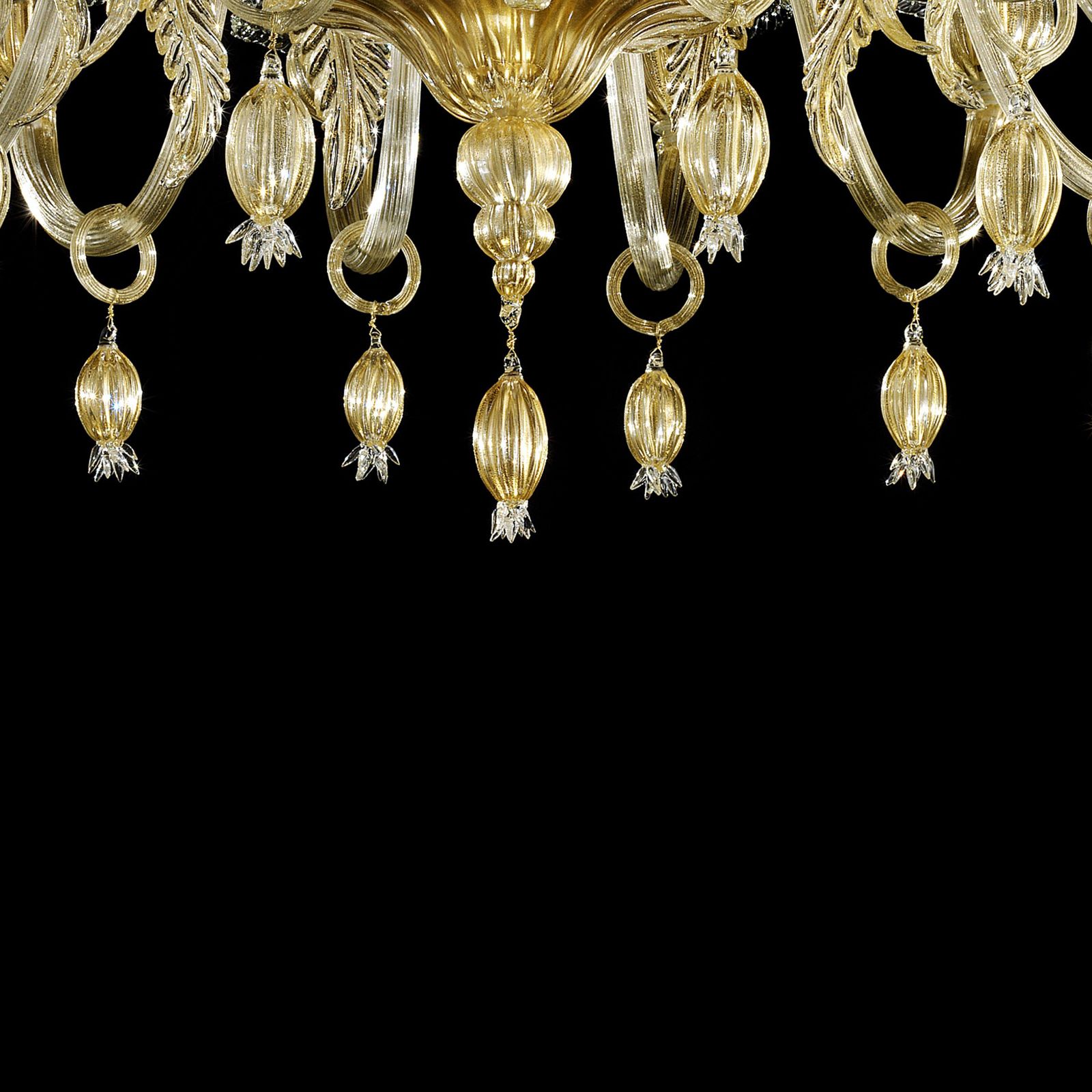 Venetian Gold Chandelier With Big Leaves photo Lighting