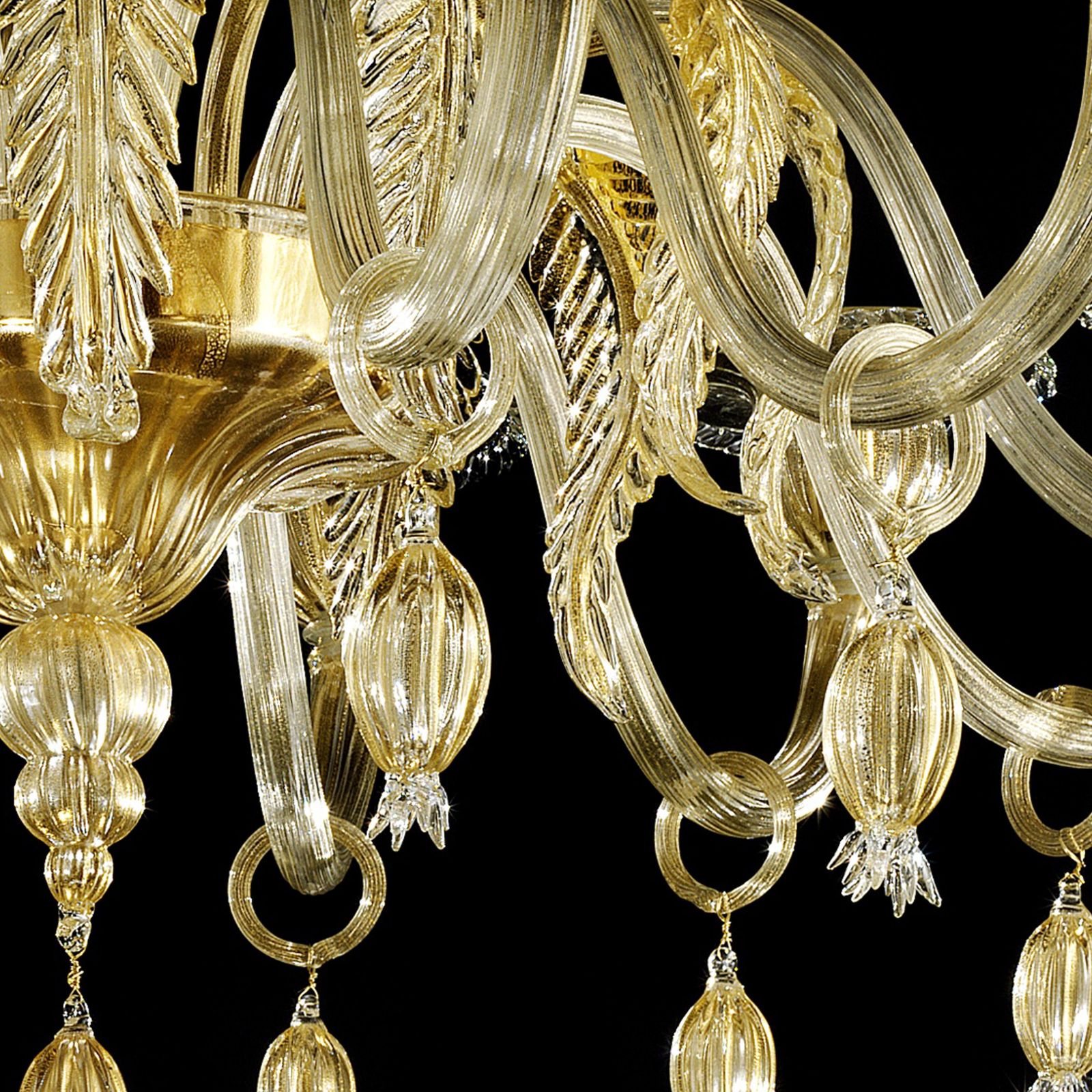 Venetian Gold Chandelier With Big Leaves photo vintage