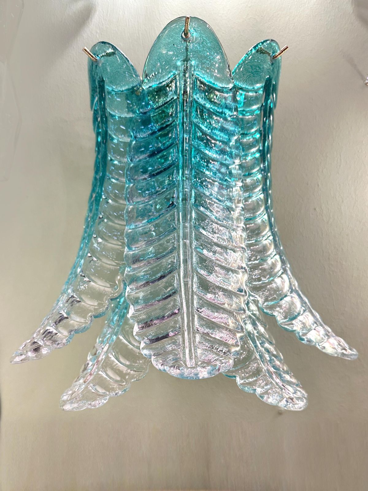 Contemporary Scenographic Set Of Two Greeen "Felci" Murano Glass Wall Sconces photo furniture