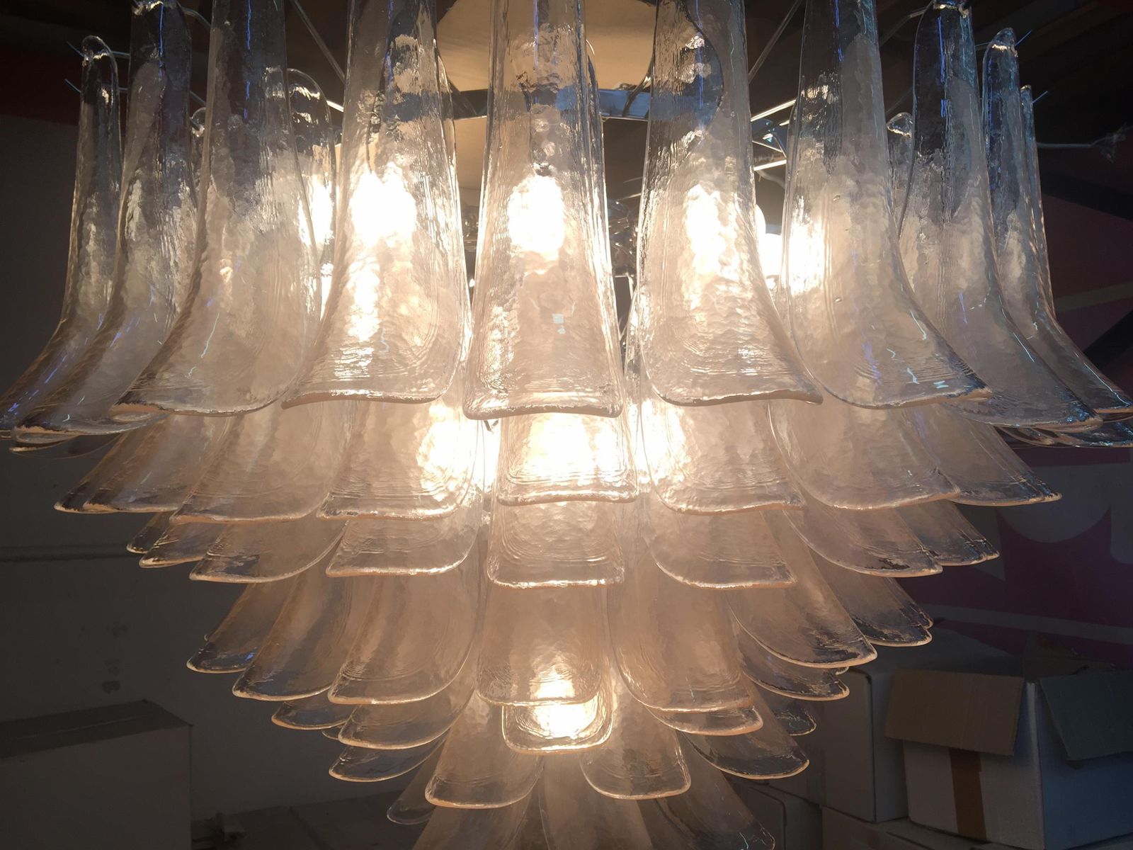 Monumental Murano Glass Selle Light Pink Italian Sputnik Chandelier photo for sale