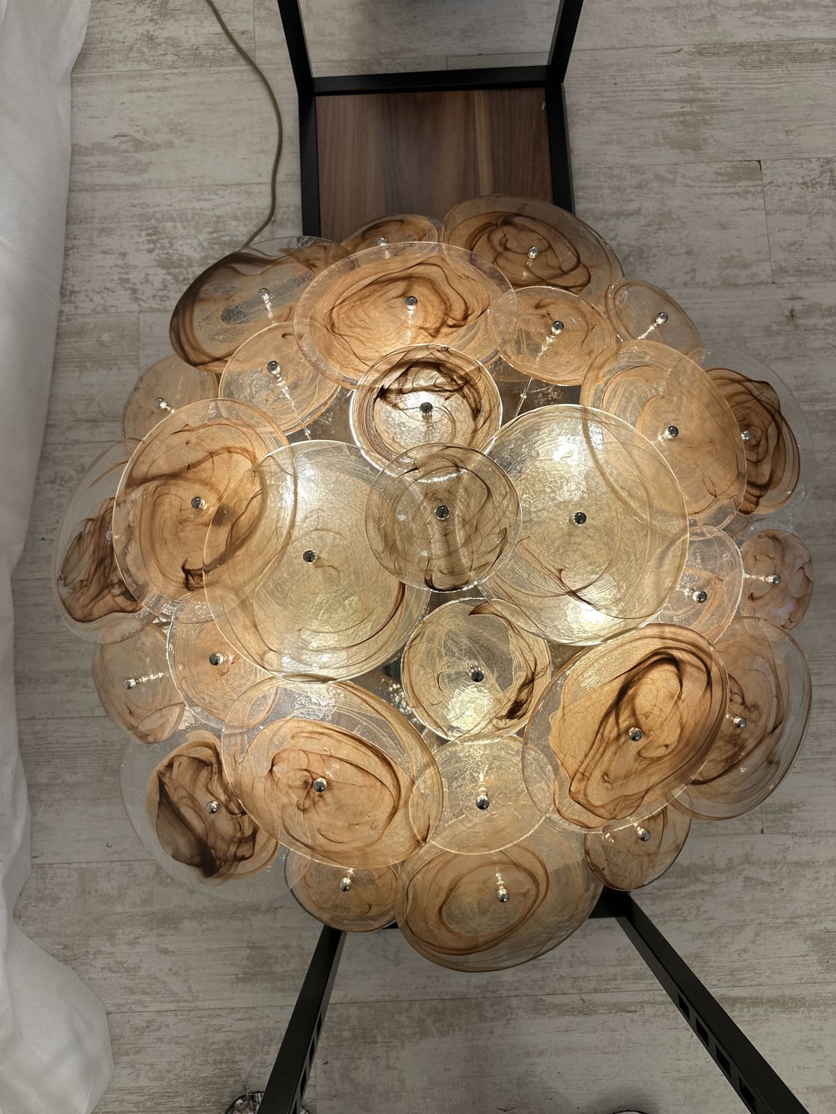 Contemporary Venied Brown Disks Murano Glass Style Flush Mount photo buy