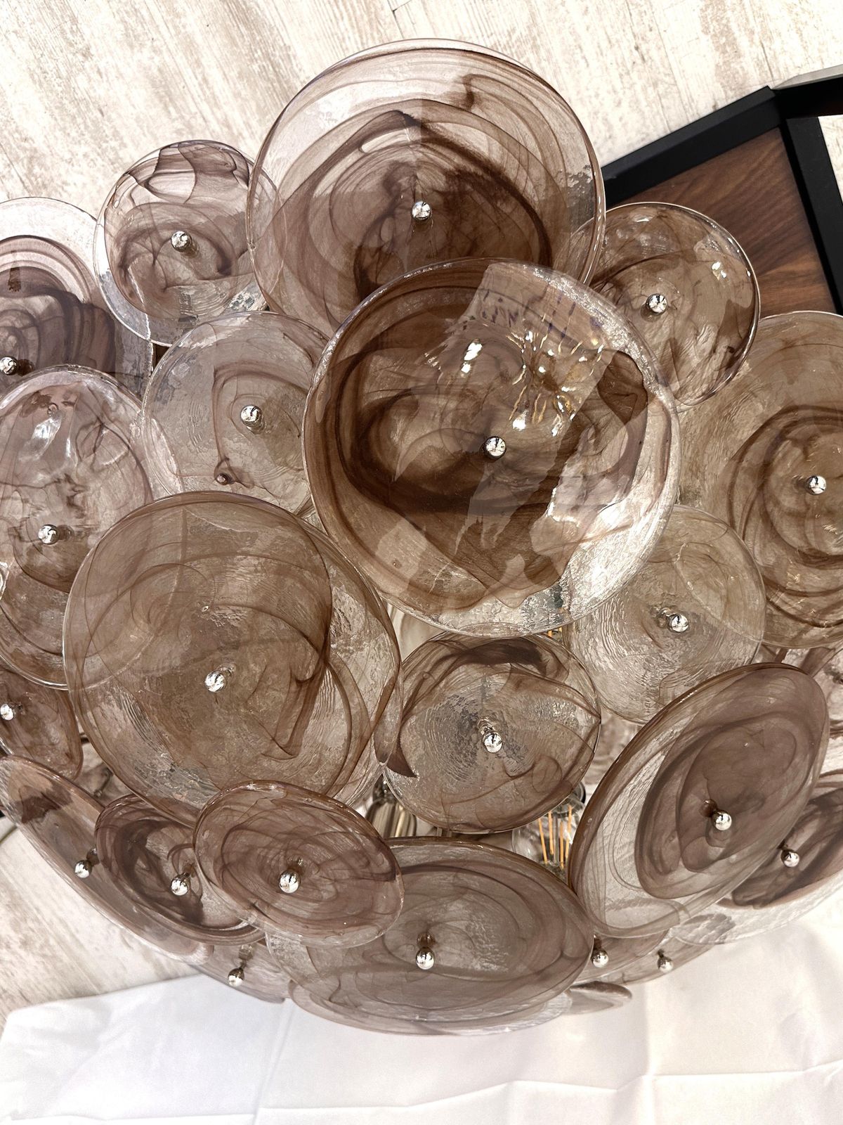 Contemporary Venied Brown Disks Murano Glass Style Flush Mount photo vintage