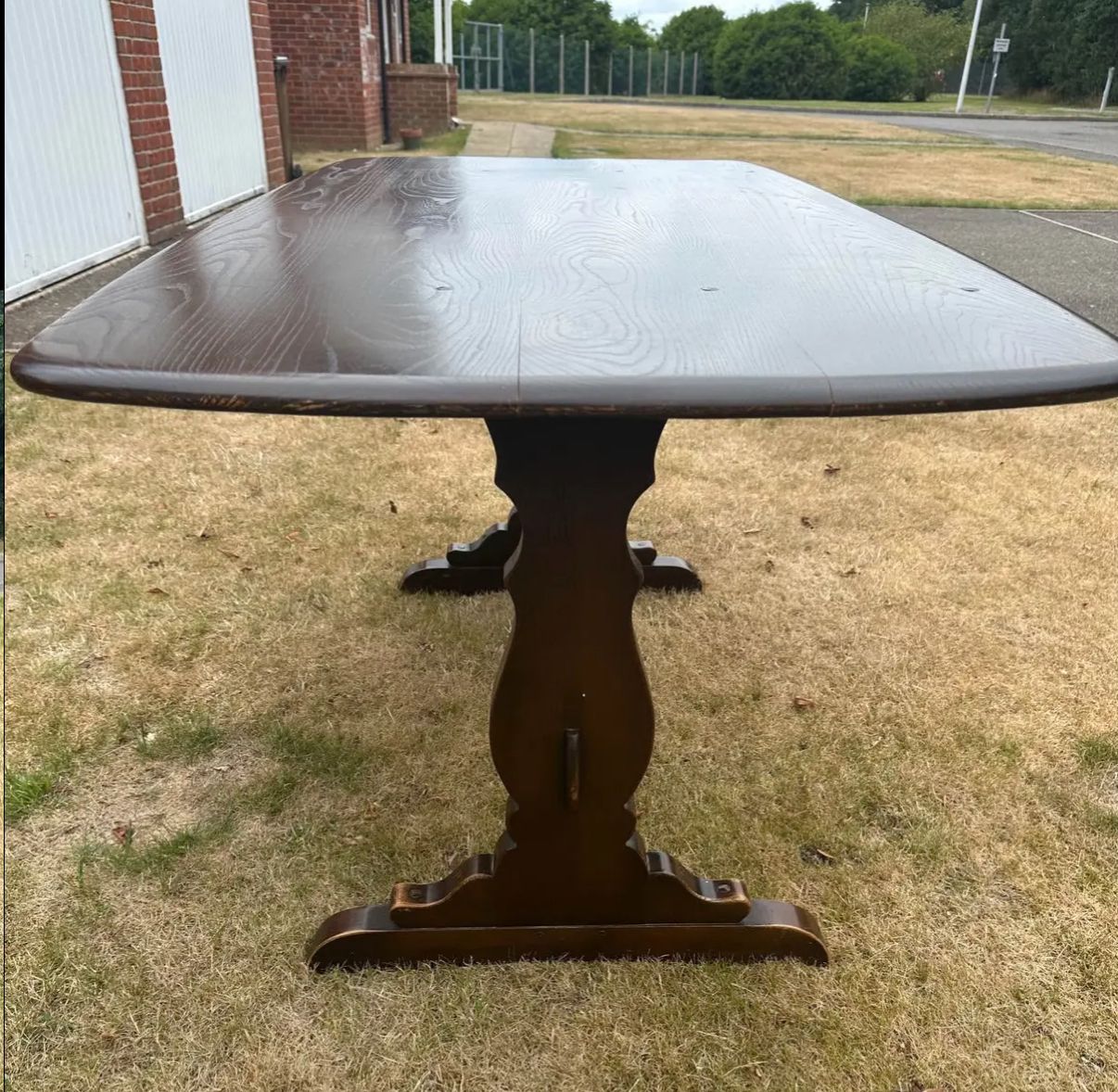 Vintage Ercol Refectory Plank Top Dining Table – Dark Wood Finish 1970’s