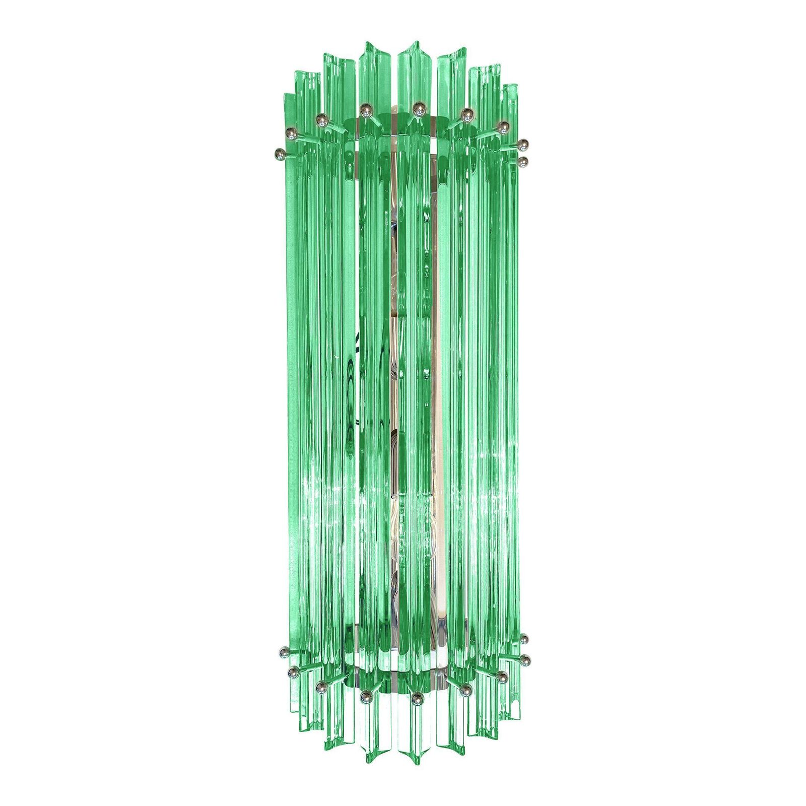 Set Of Two Contemporary Green Wather Triedro Murano Glass Wall Sconce photo Lighting