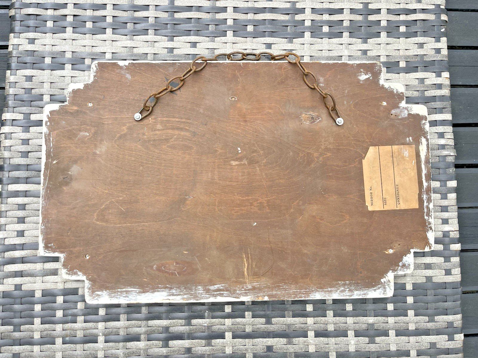 photo for sale Antique 20's Art Deco Stepped Bevelled Bathroom Chrome Caps Mantel Wall Mirror