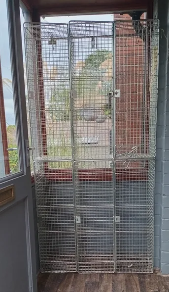 Vintage Old School Galvanised Steel Cage Lockers (6 Compartments) 5 Available