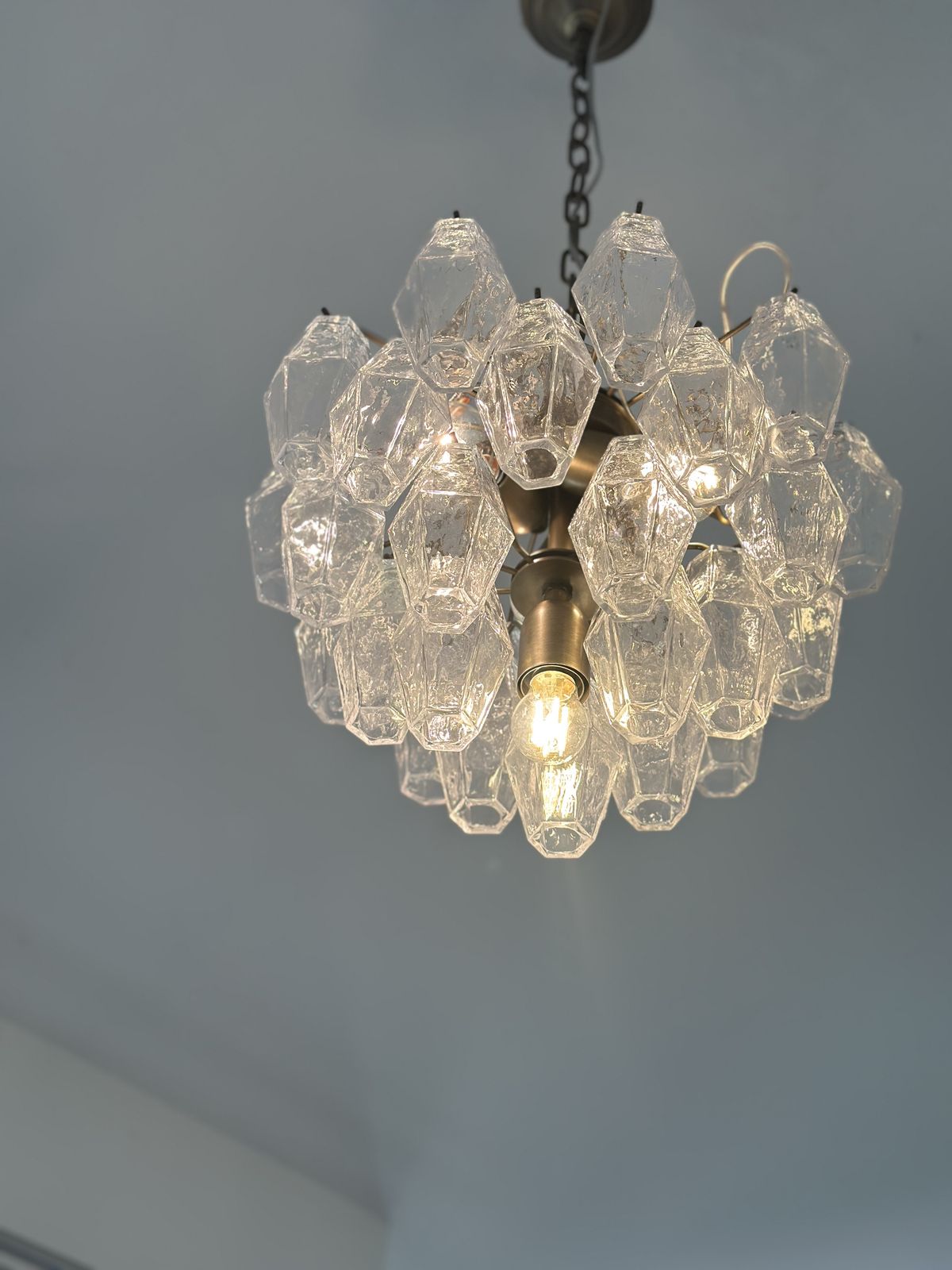 Contemporary Bronzed Chandelier With “Poliedri” Murano Glass In Venini Style photo 4437.0