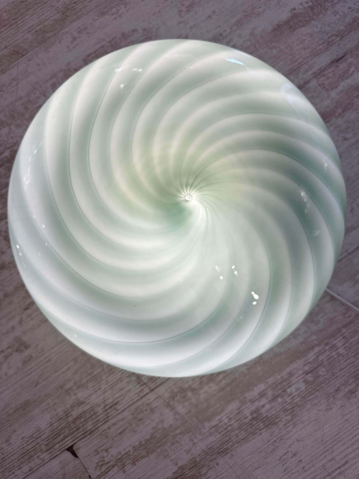 Italian Milky White And Green Swirls Murano Glass Flush Mount Or Wall Sconce photo for sale